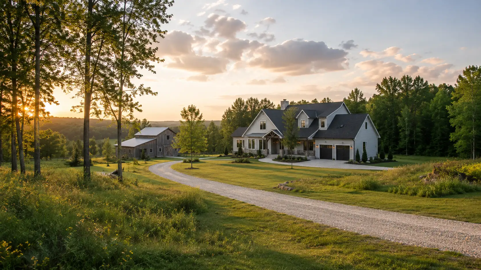 Rural farmhouse and barn property along a country driveway near Durham, West Grey