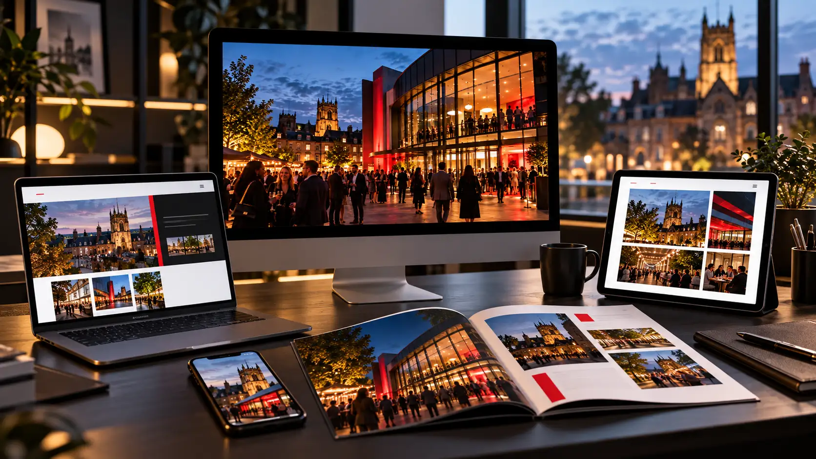 One message adapted into multiple visual formats across devices